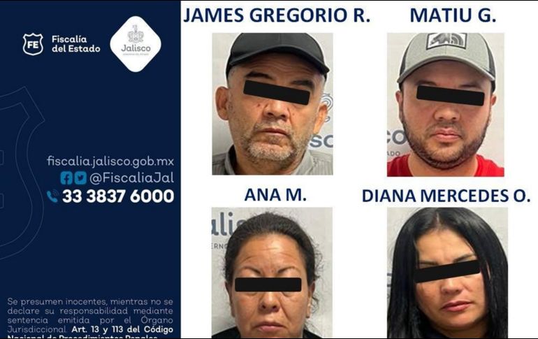 Se trata de James Gregorio R., Matiu G., Ana M. y Diana Mercedes O., quienes a solicitud del agente del Ministerio Público permanecerán con la medida cautelar de prisión preventiva oficiosa durante un año. CORTESÍA